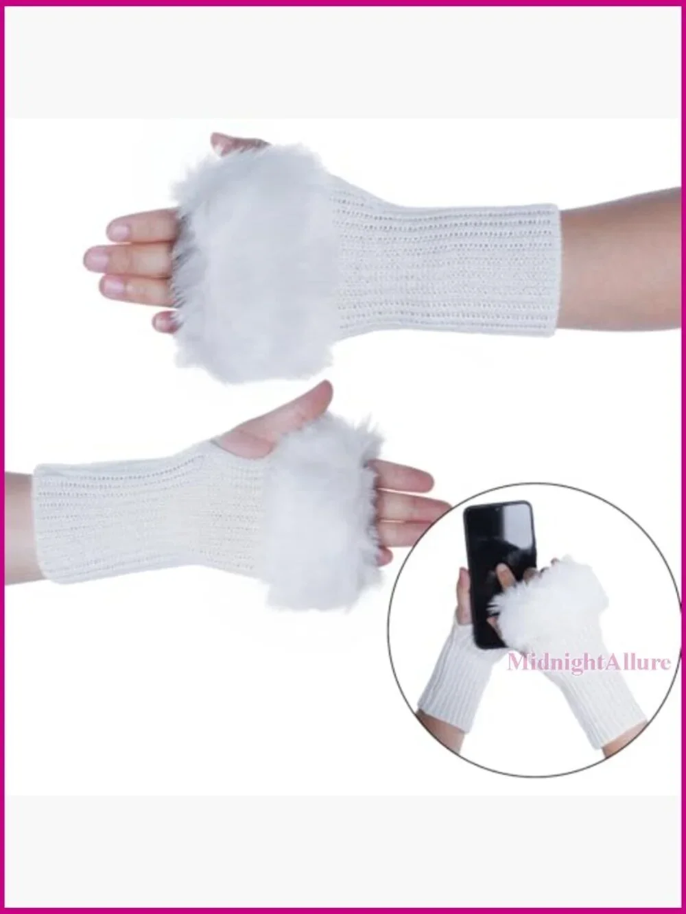 Winter Faux Fur Fingerless Gloves Arm Warmers Women's Acrylic